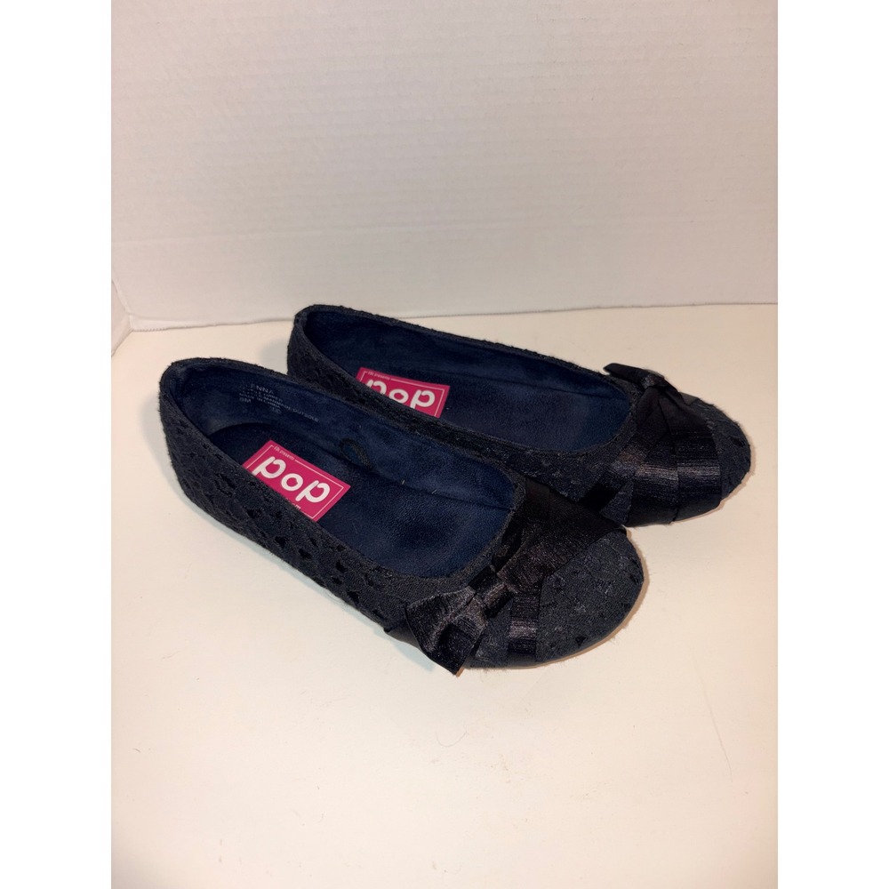 Pop Glenna Women Black Lace Ballet Flats Memory Foam Bow Slip On Shoes Size 6M